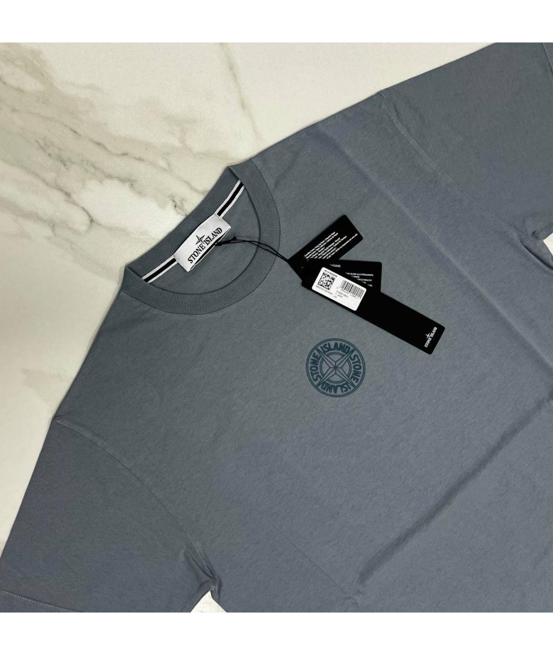 STONE ISLAND Серая хлопковая футболка, фото 2