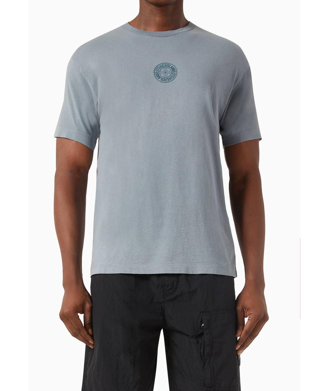 STONE ISLAND Серая хлопковая футболка, фото 6