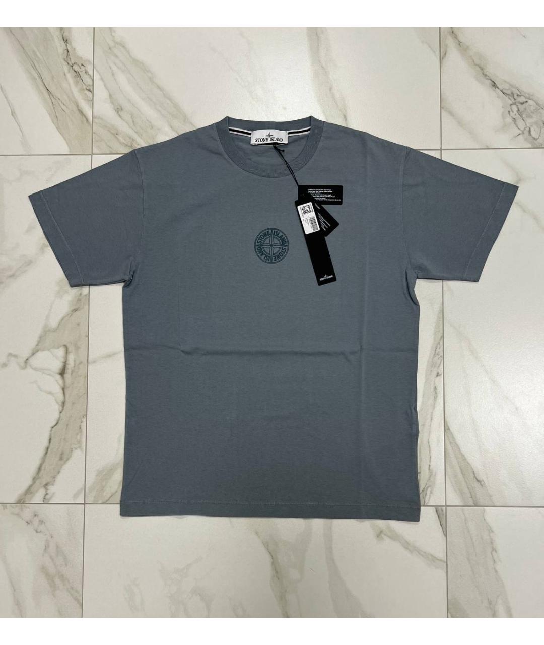 STONE ISLAND Серая хлопковая футболка, фото 8