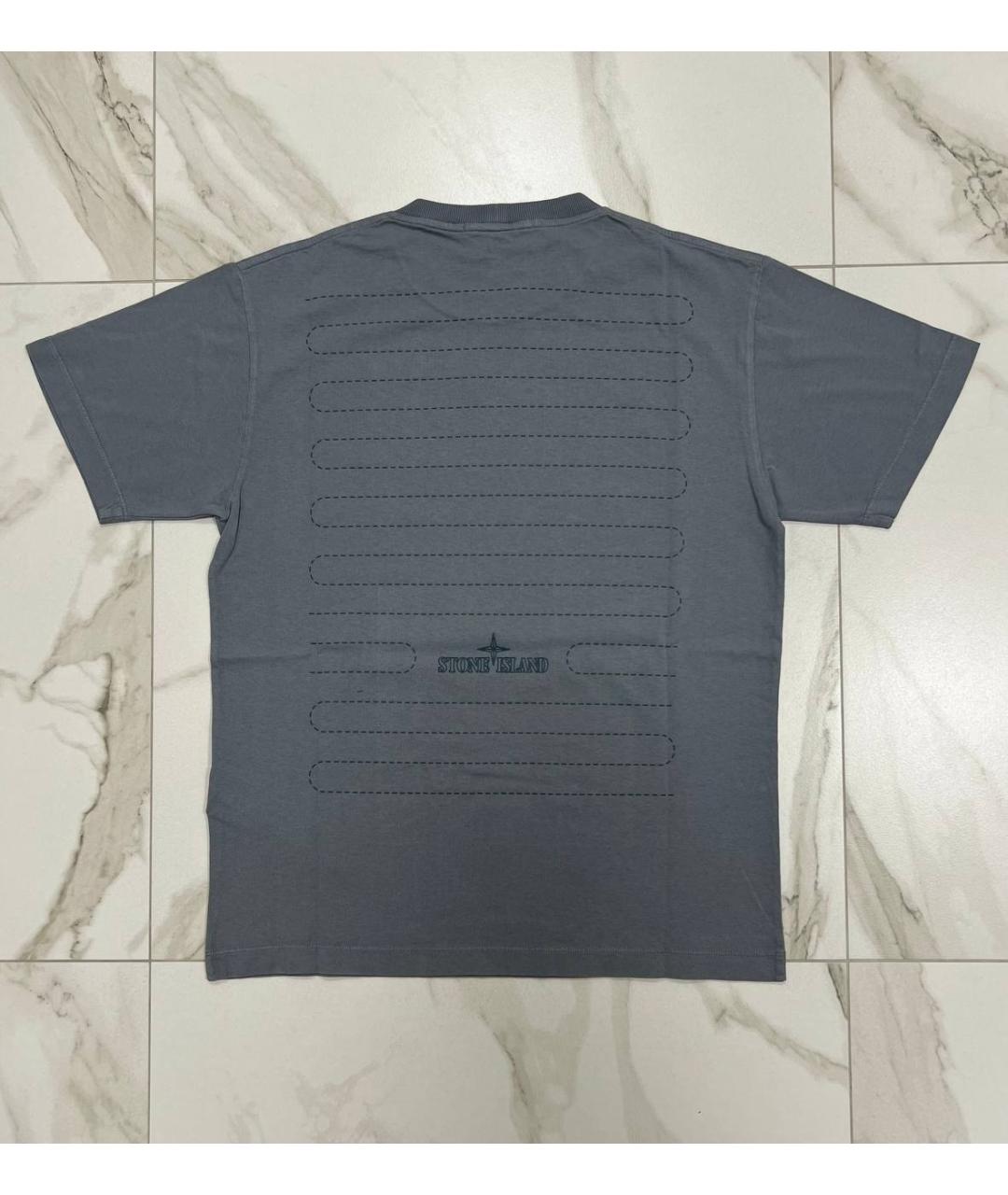STONE ISLAND Серая хлопковая футболка, фото 4