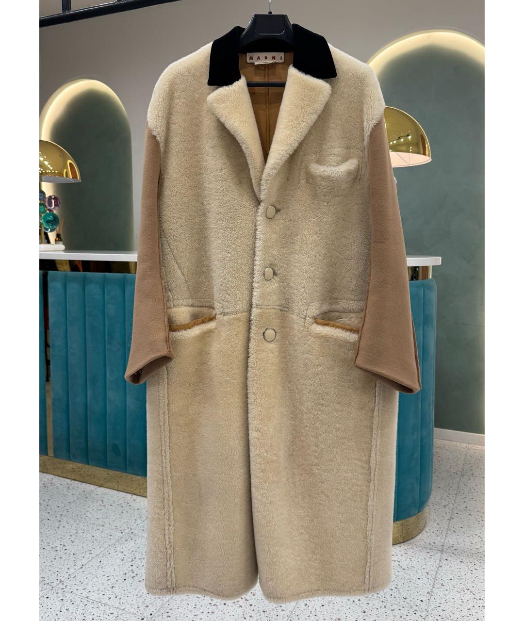 MARNI Бежевая шерстяная дубленка, фото 9