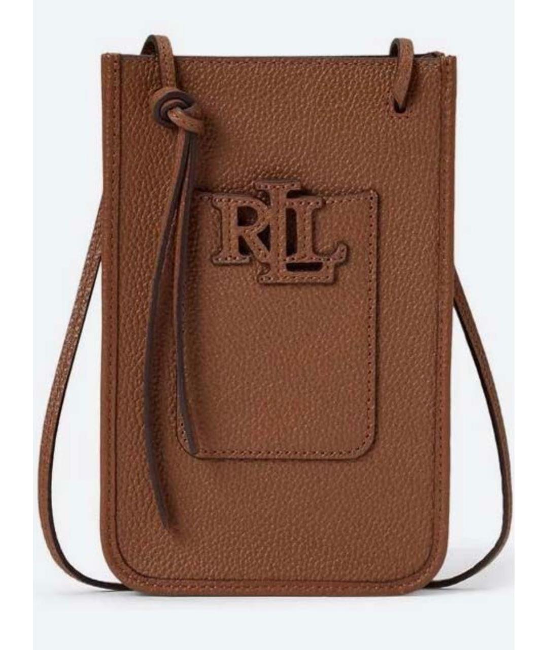 POLO RALPH LAUREN Коричневая кожаная сумка через плечо, фото 6