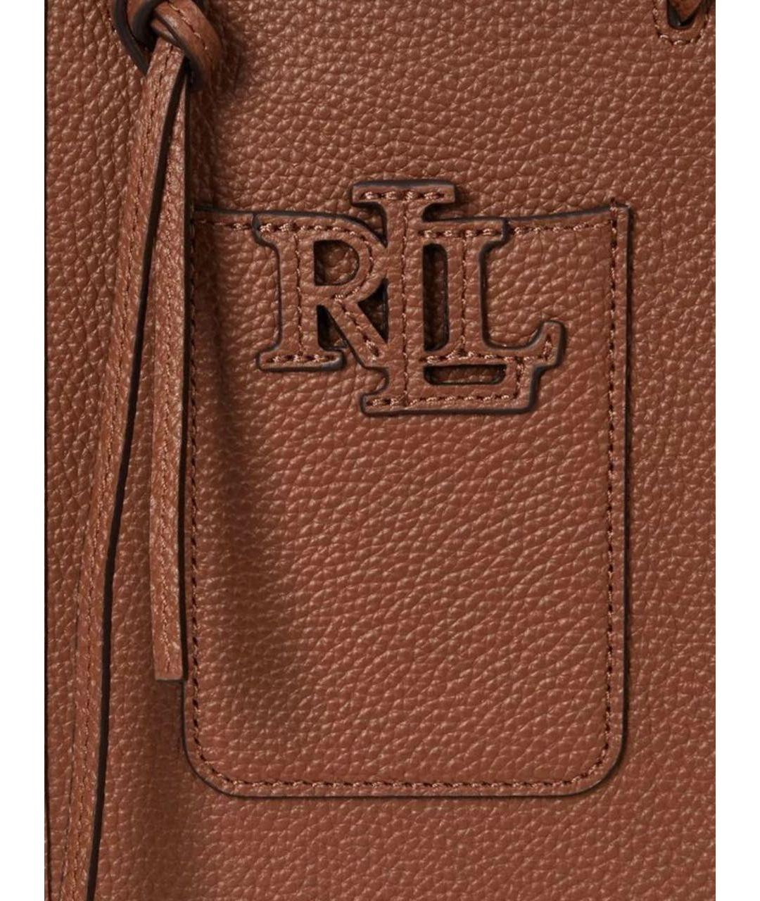 POLO RALPH LAUREN Коричневая кожаная сумка через плечо, фото 3