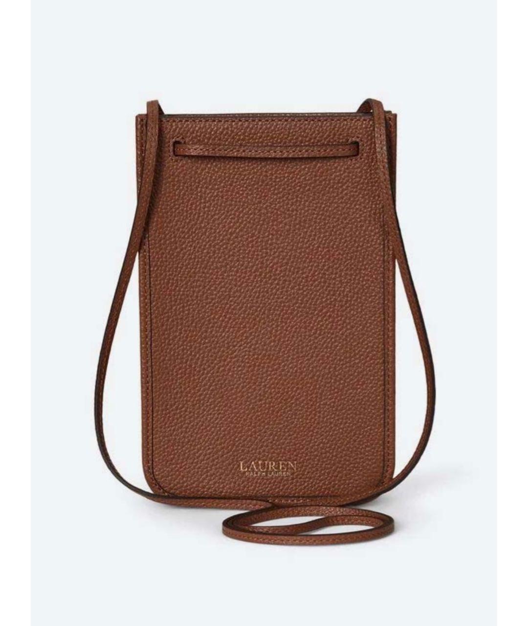 POLO RALPH LAUREN Коричневая кожаная сумка через плечо, фото 2