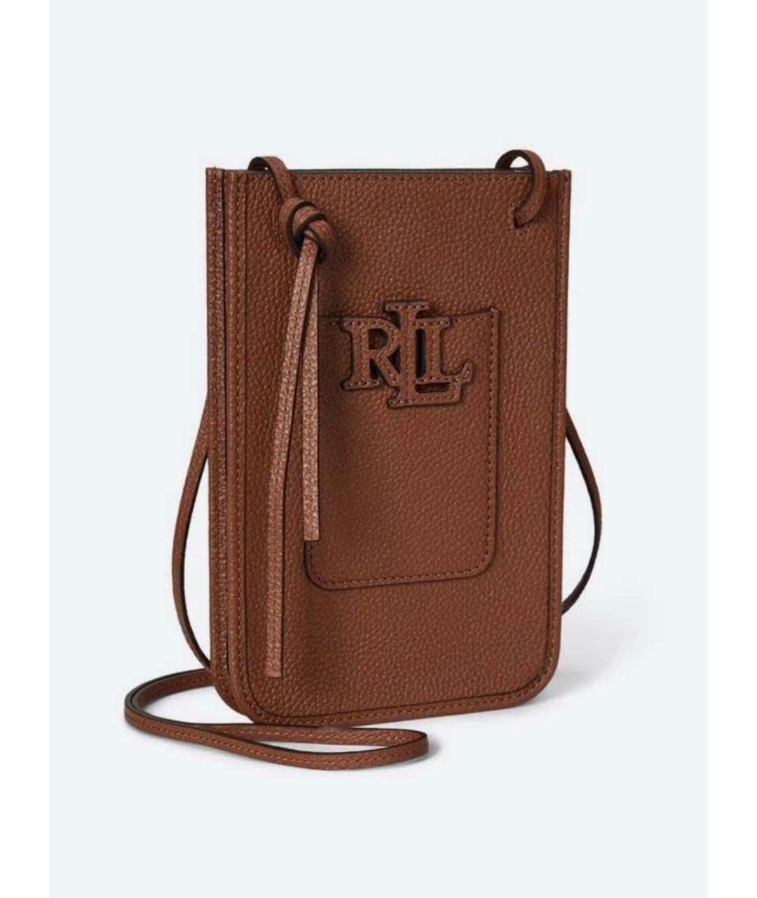 POLO RALPH LAUREN Коричневая кожаная сумка через плечо, фото 5