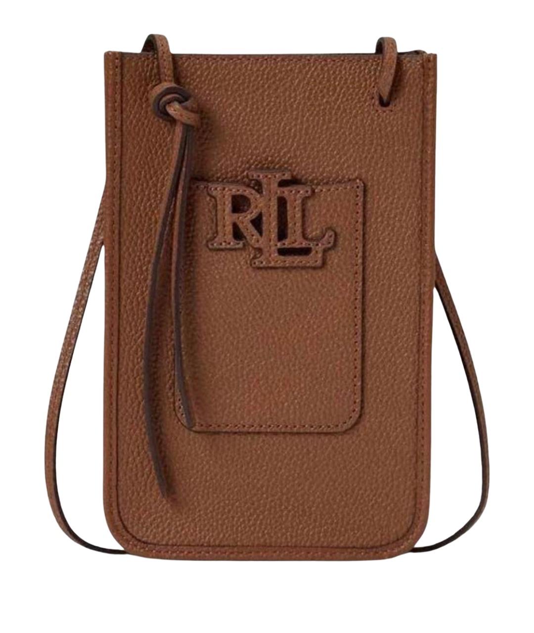 POLO RALPH LAUREN Коричневая кожаная сумка через плечо, фото 1