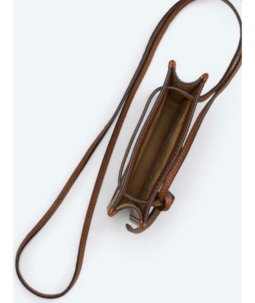 POLO RALPH LAUREN Коричневая кожаная сумка через плечо, фото 4