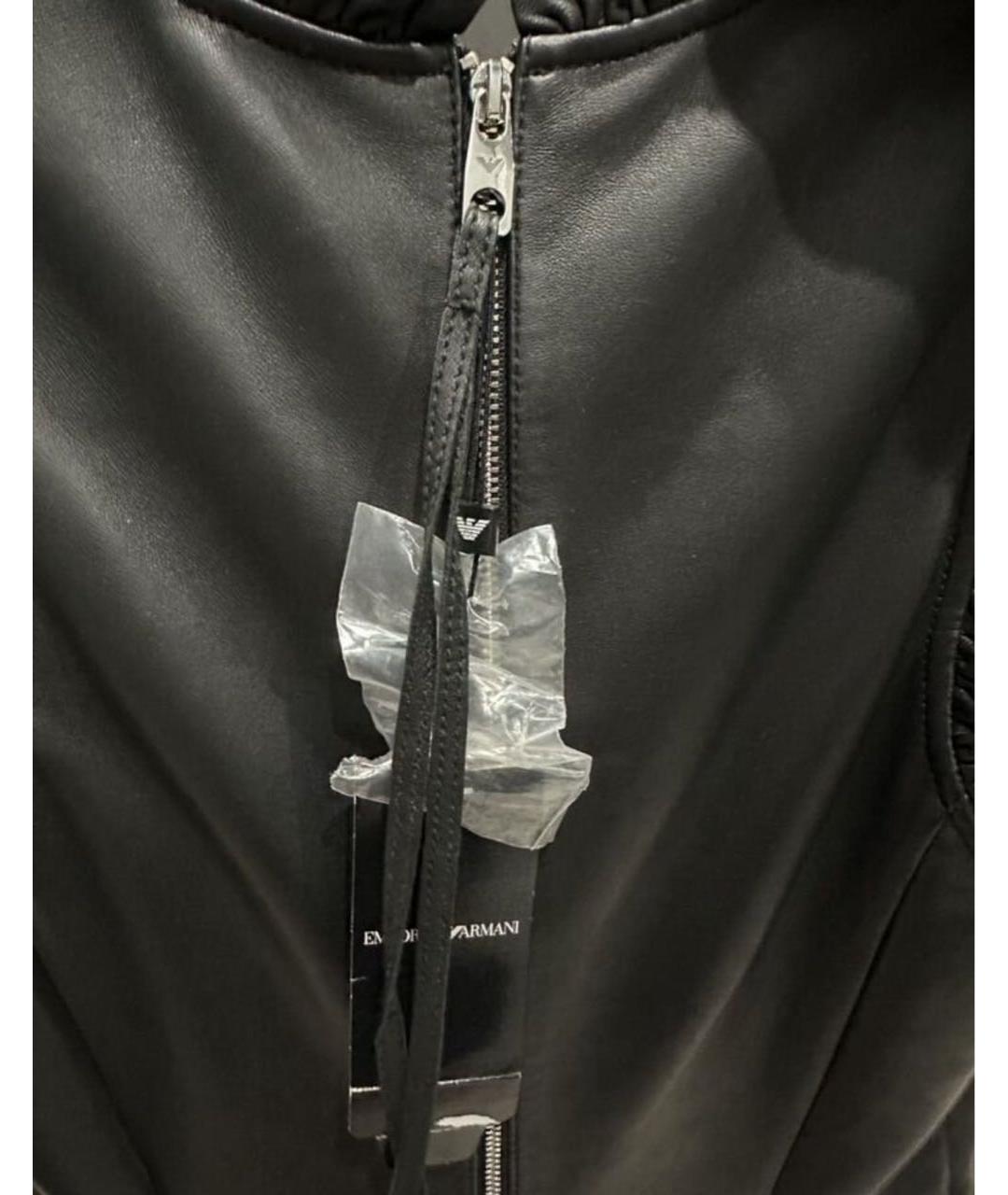 EMPORIO ARMANI Черное кожаное коктейльное платье, фото 4