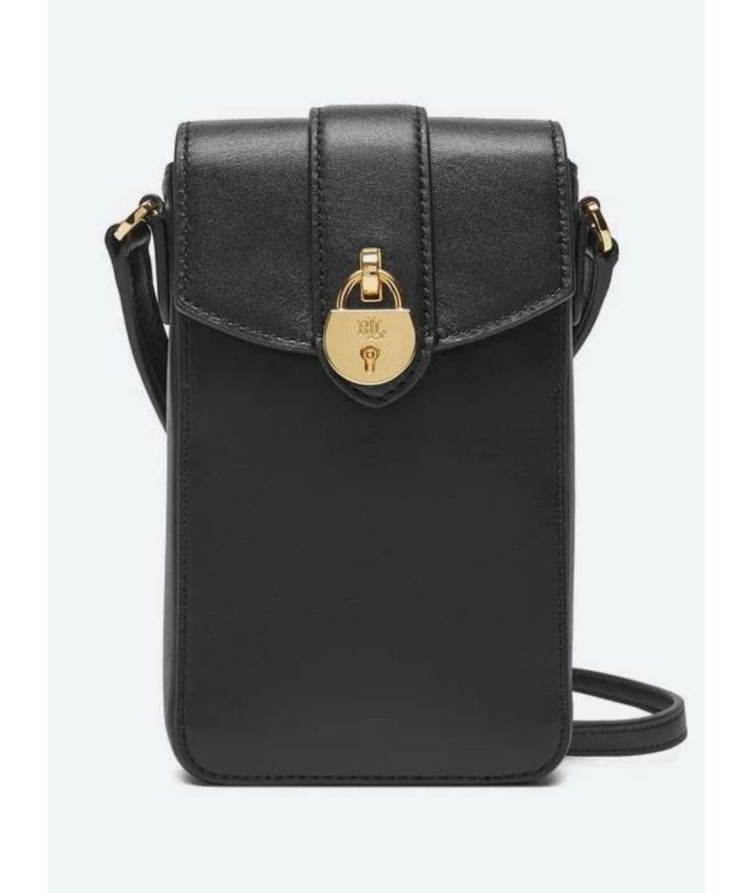 POLO RALPH LAUREN Черная кожаная сумка через плечо, фото 6