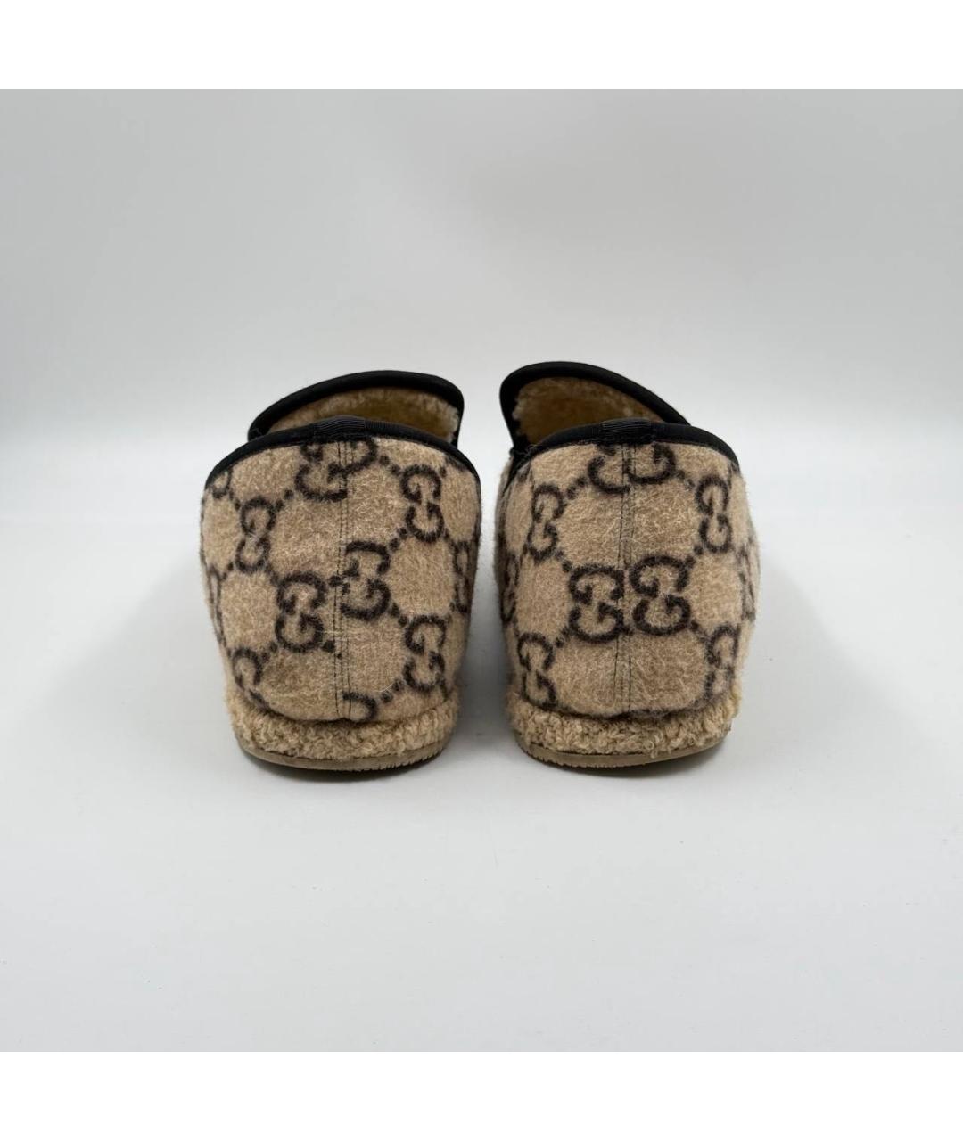 GUCCI Бежевые текстильные лоферы, фото 5