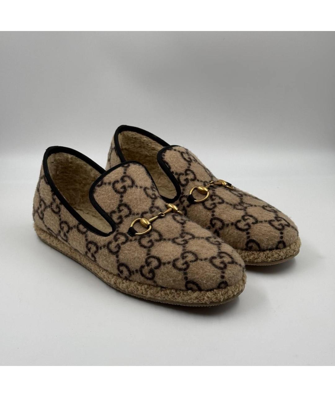 GUCCI Бежевые текстильные лоферы, фото 2