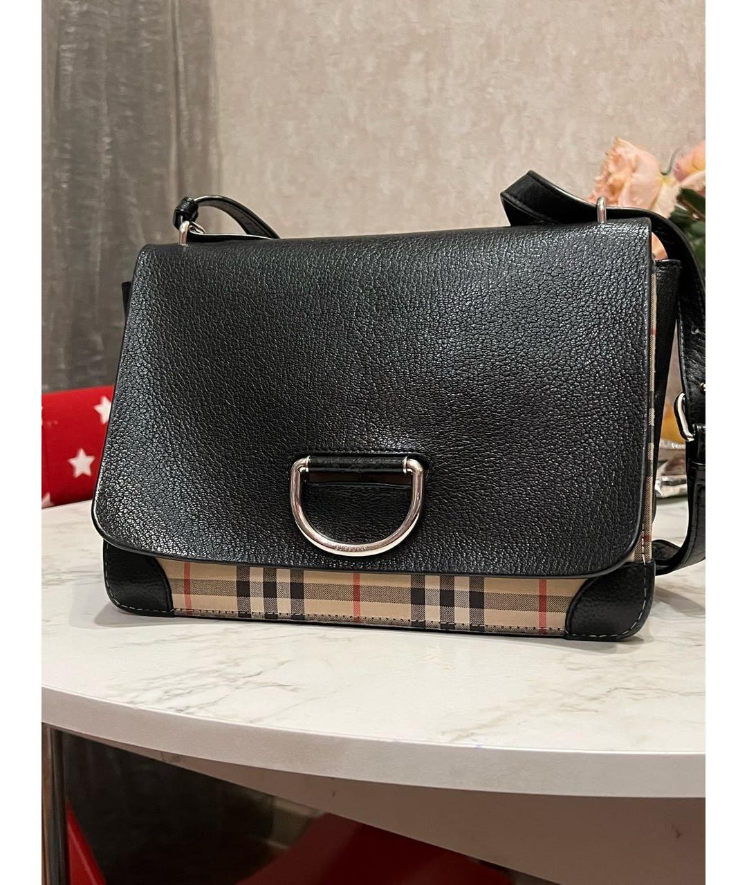 BURBERRY Черная кожаная сумка через плечо, фото 2