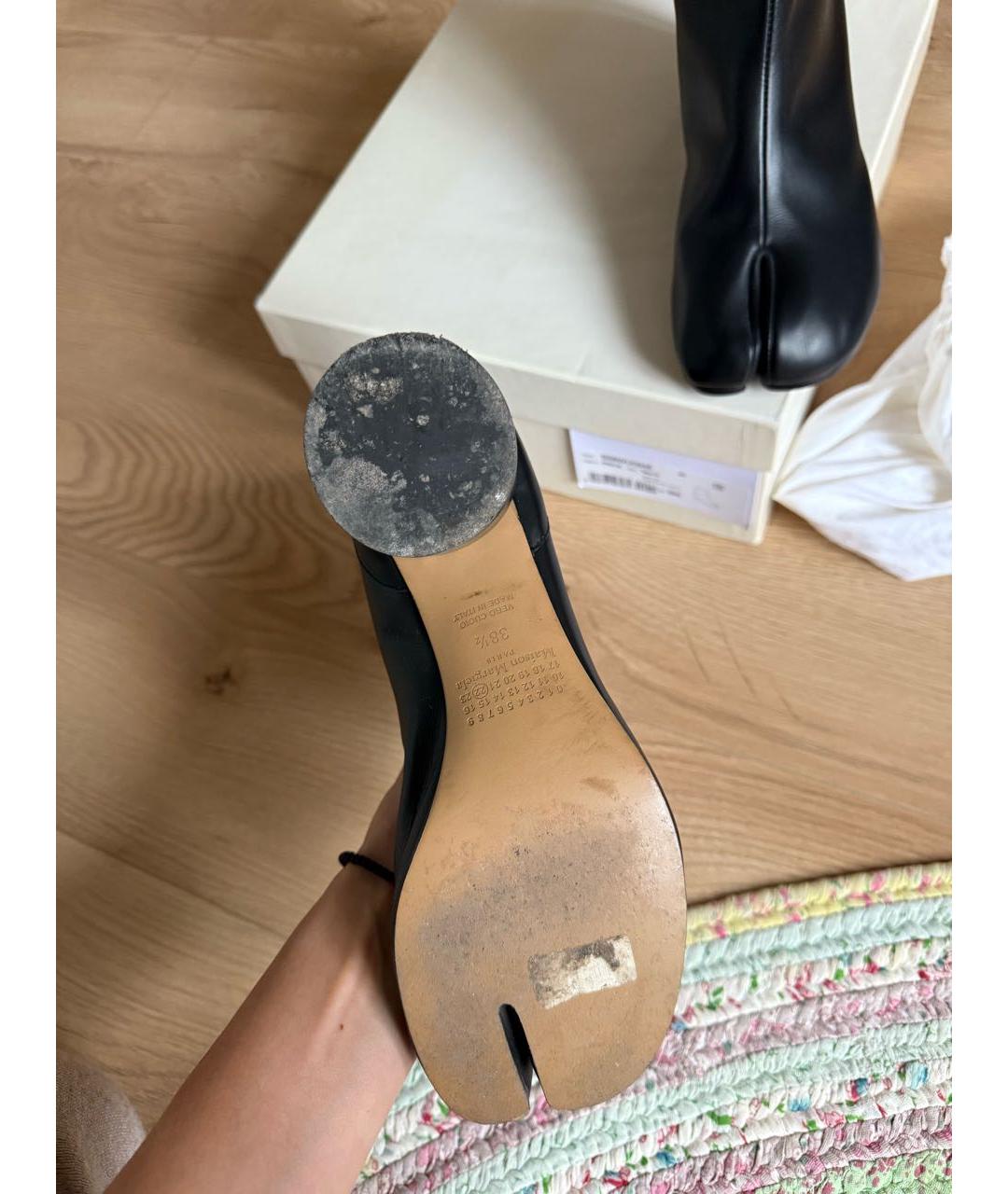 MAISON MARGIELA Черные кожаные ботинки, фото 4