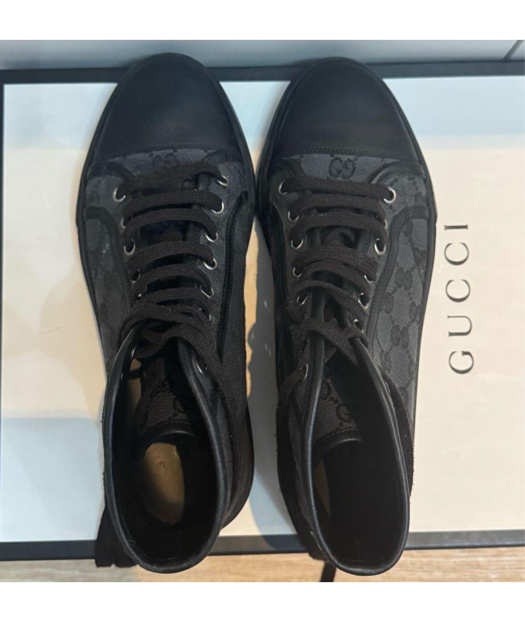 GUCCI Черные текстильные кеды, фото 3