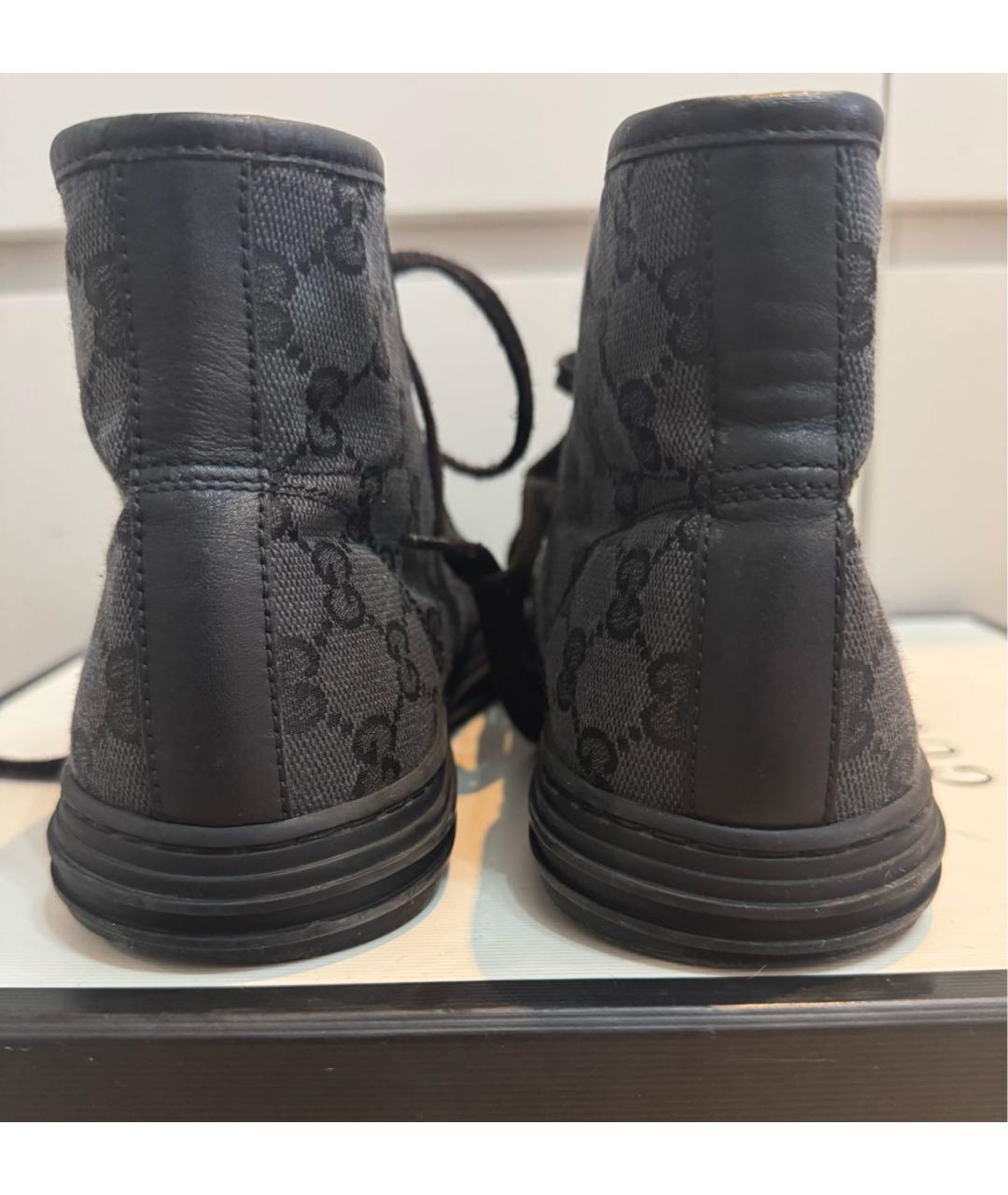 GUCCI Черные текстильные кеды, фото 4