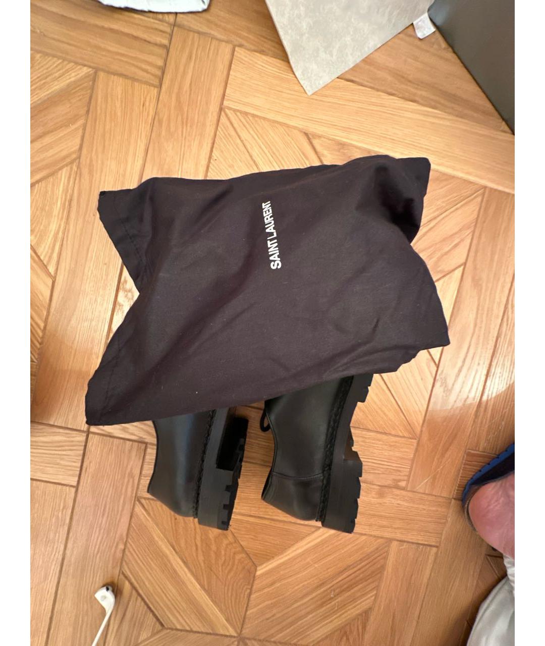 SAINT LAURENT Черные кожаные низкие ботинки, фото 7