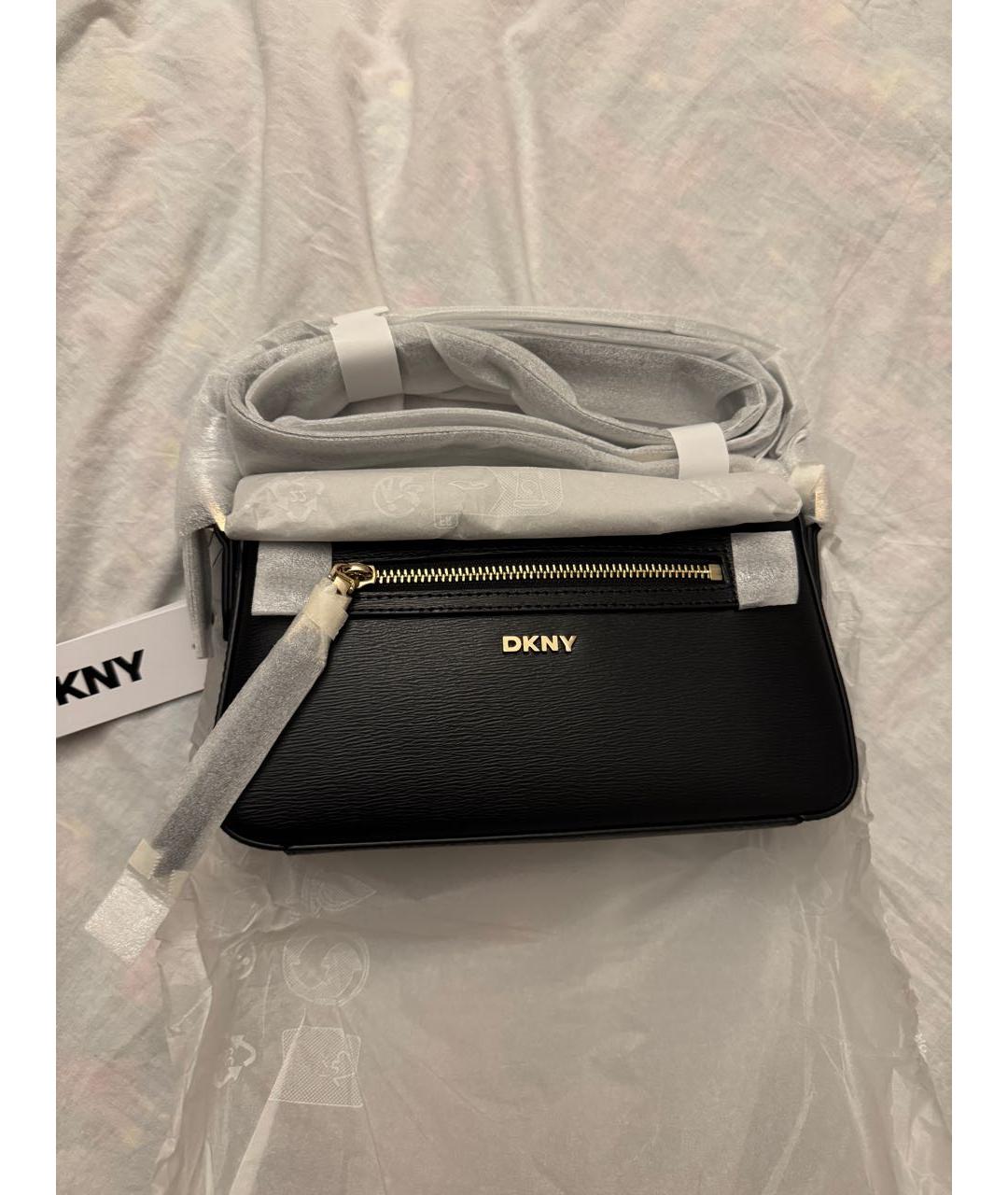 DKNY Черная кожаная сумка через плечо, фото 4