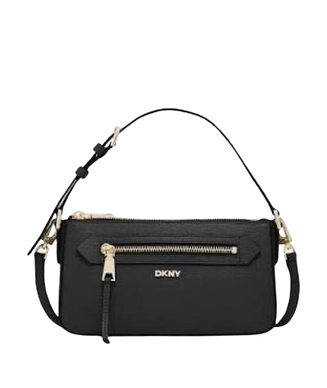 DKNY Черная кожаная сумка через плечо, фото 1