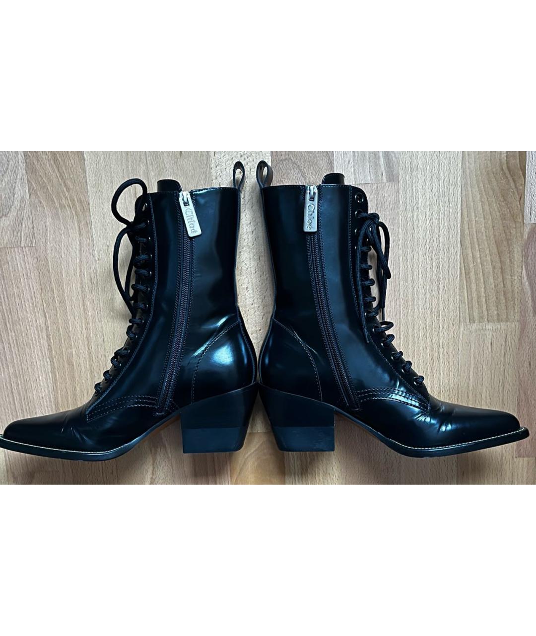 CHLOE Черные кожаные ботильоны, фото 5