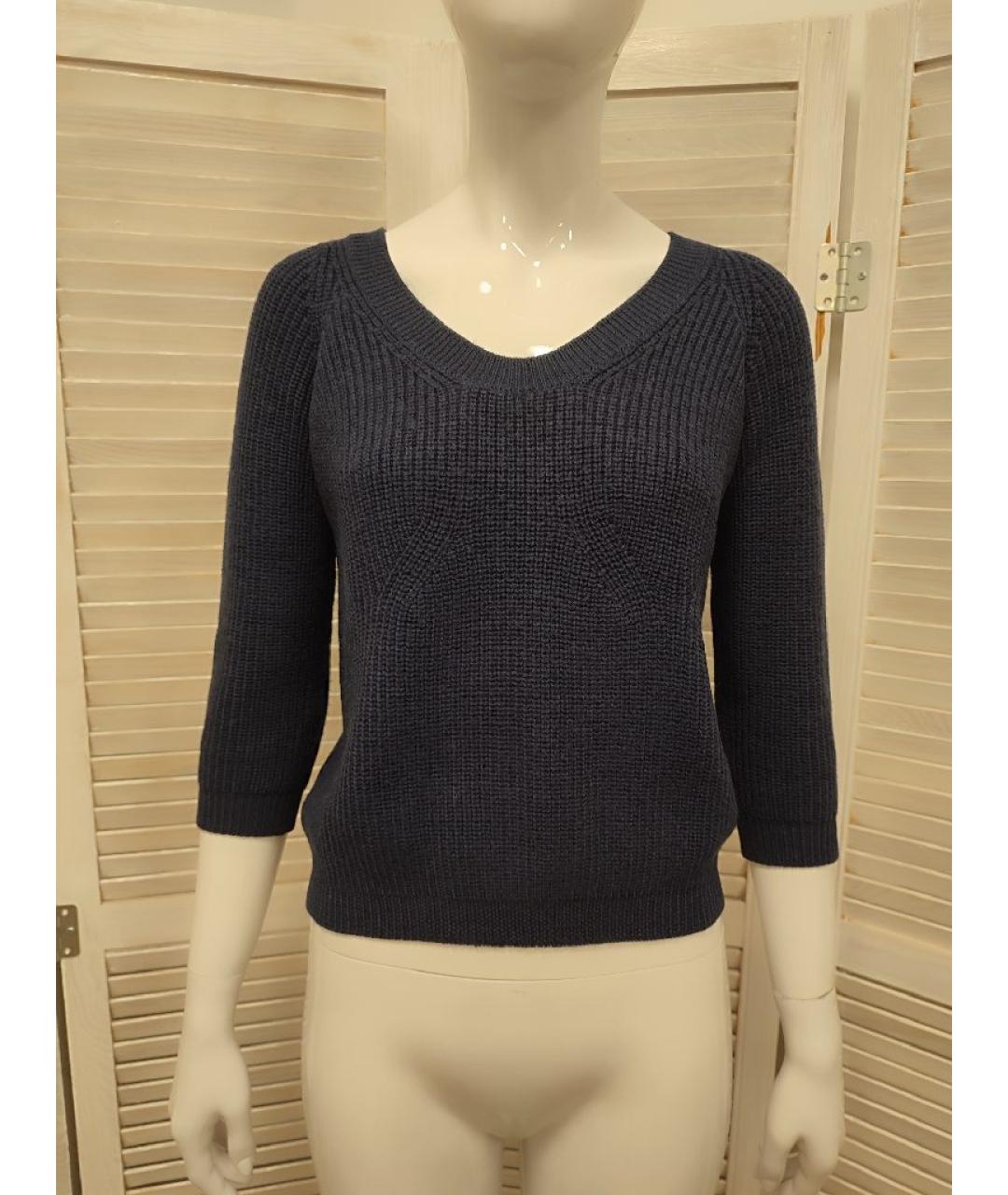 ELISABETTA FRANCHI Темно-синий шерстяной джемпер / свитер, фото 10