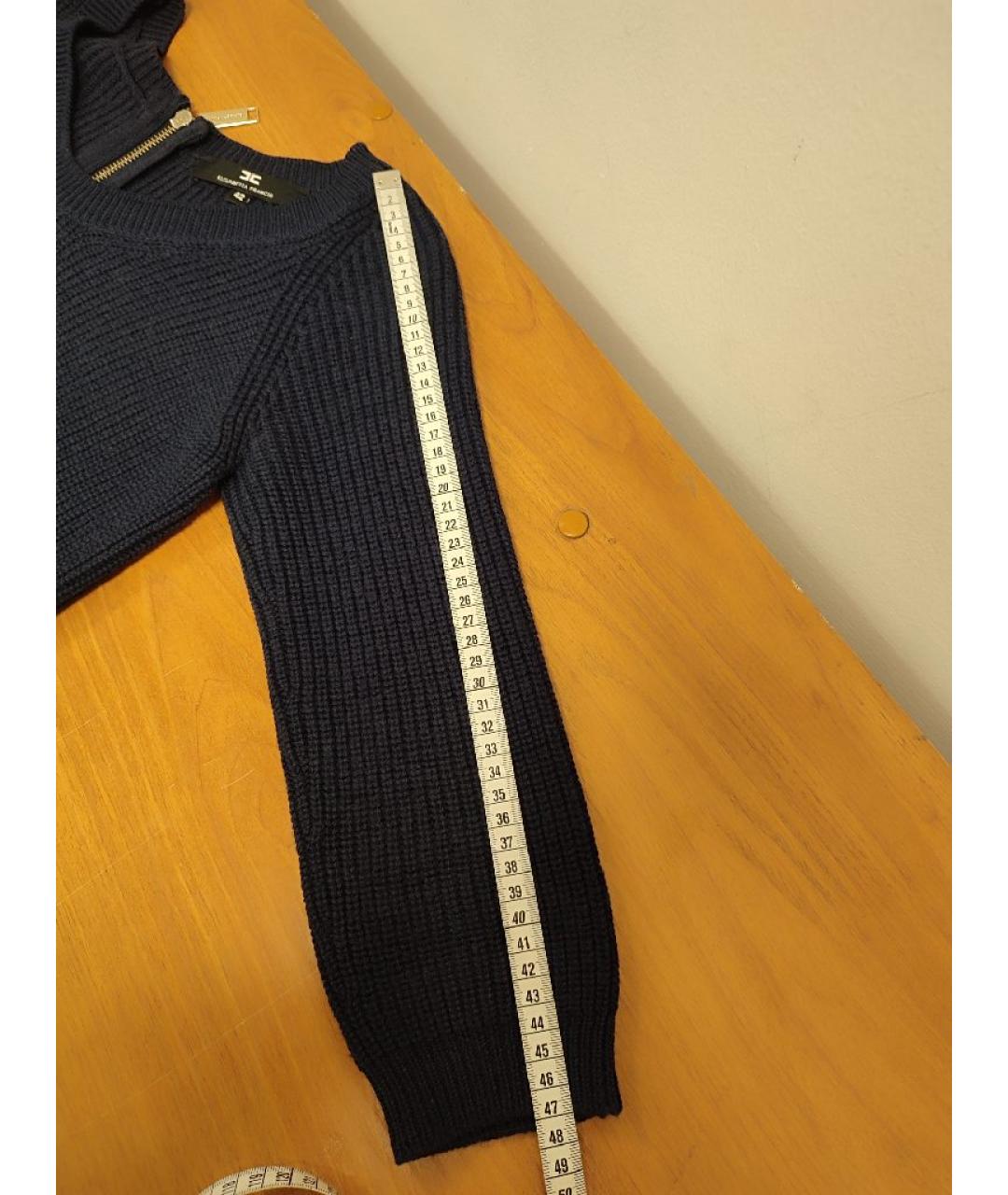 ELISABETTA FRANCHI Темно-синий шерстяной джемпер / свитер, фото 6