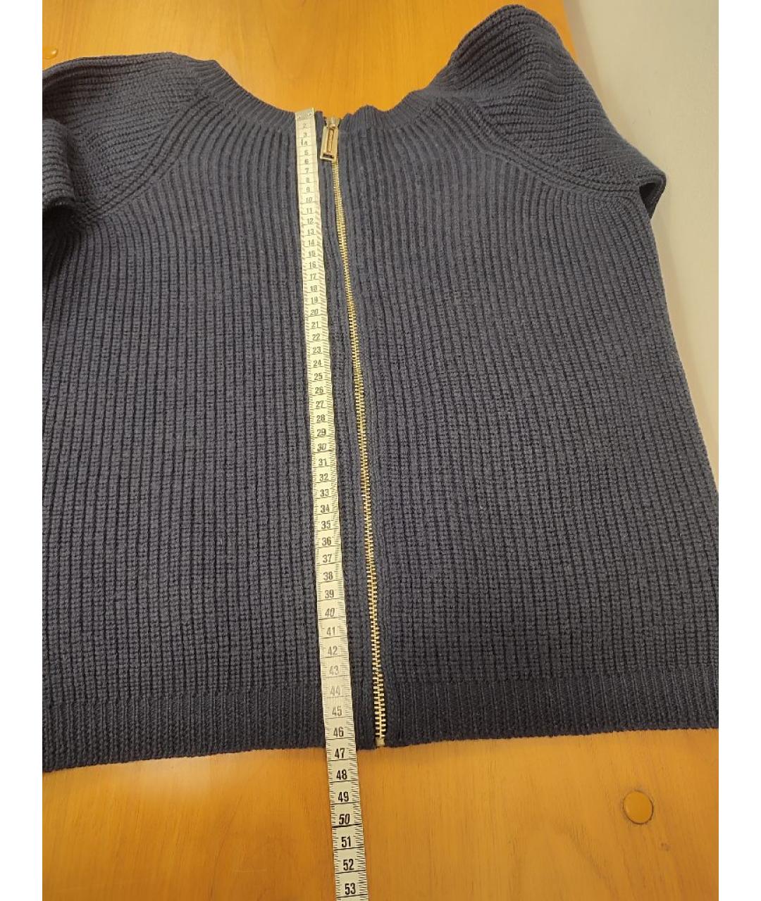 ELISABETTA FRANCHI Темно-синий шерстяной джемпер / свитер, фото 7