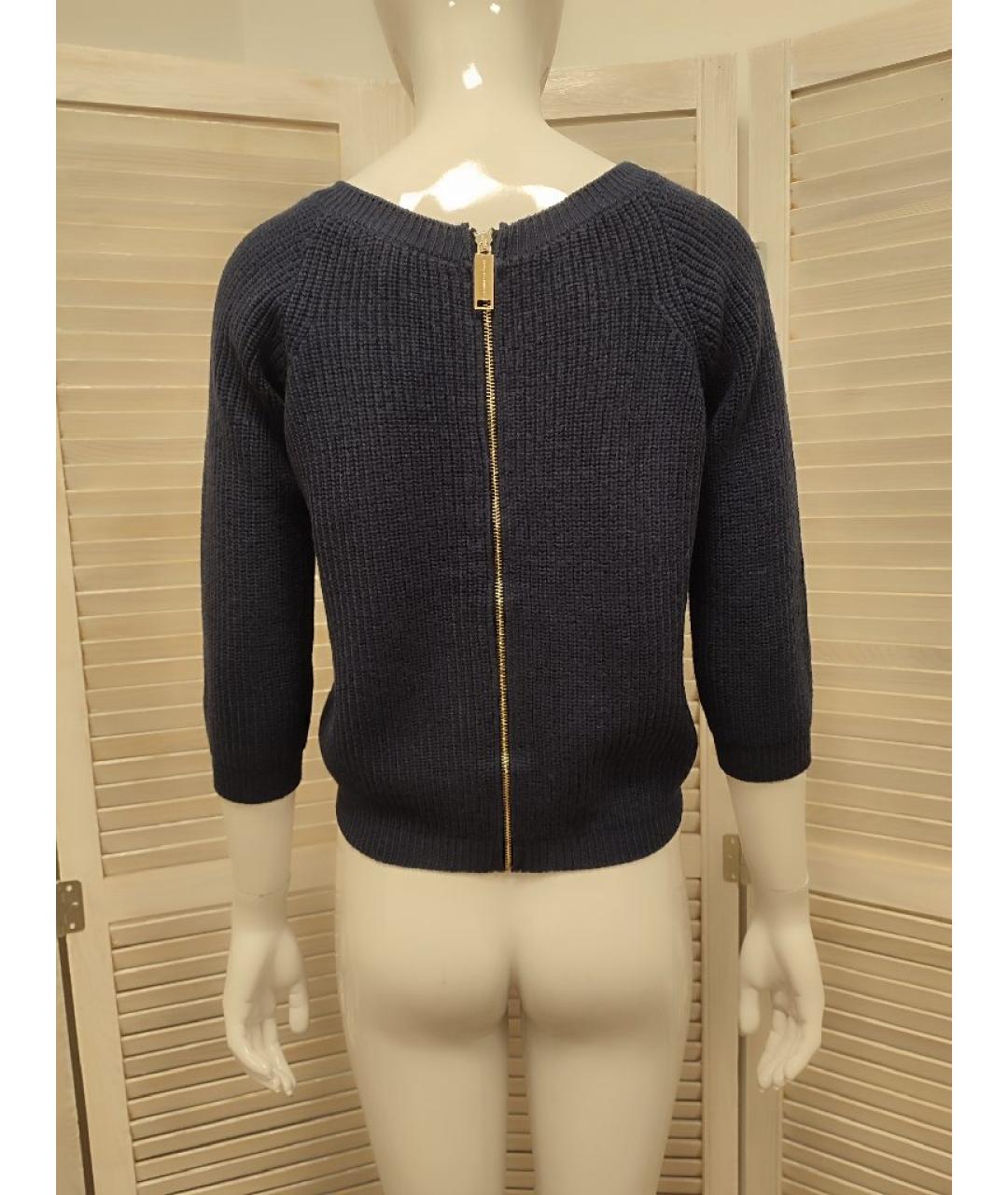 ELISABETTA FRANCHI Темно-синий шерстяной джемпер / свитер, фото 2