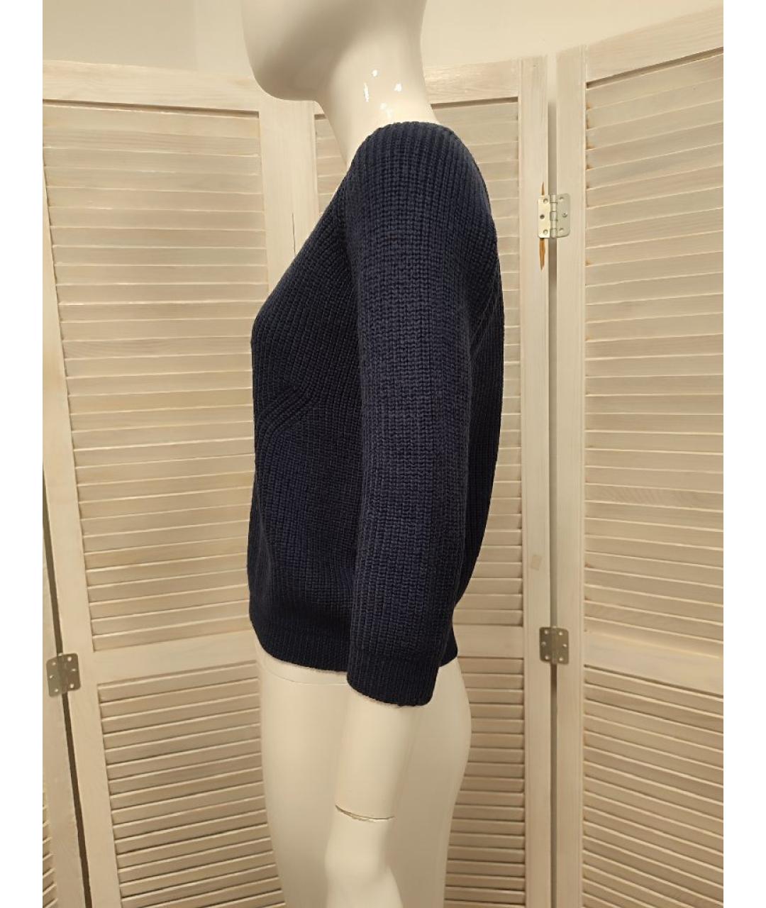 ELISABETTA FRANCHI Темно-синий шерстяной джемпер / свитер, фото 4