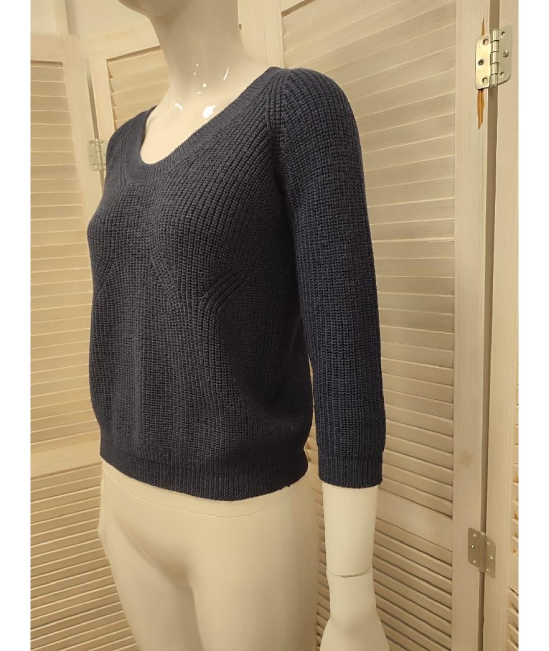 ELISABETTA FRANCHI Темно-синий шерстяной джемпер / свитер, фото 5