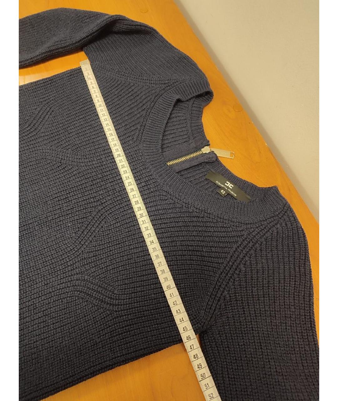 ELISABETTA FRANCHI Темно-синий шерстяной джемпер / свитер, фото 8