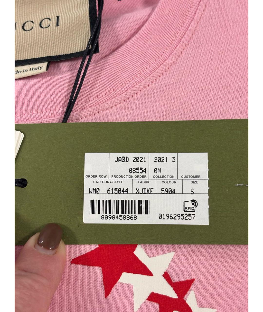 GUCCI Розовая хлопковая футболка, фото 6