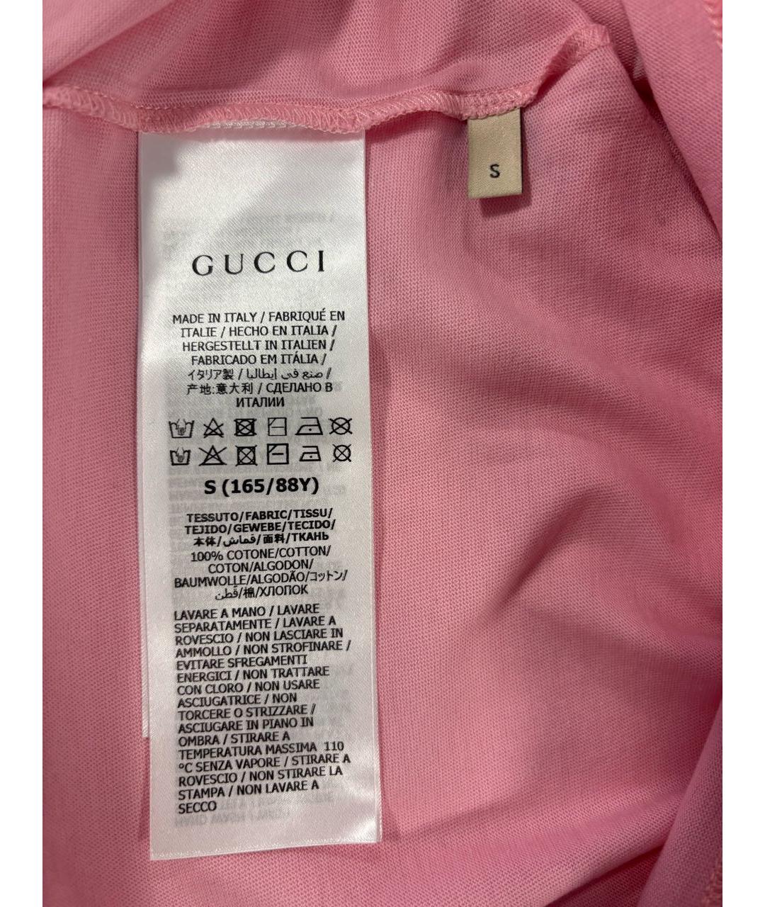 GUCCI Розовая хлопковая футболка, фото 5