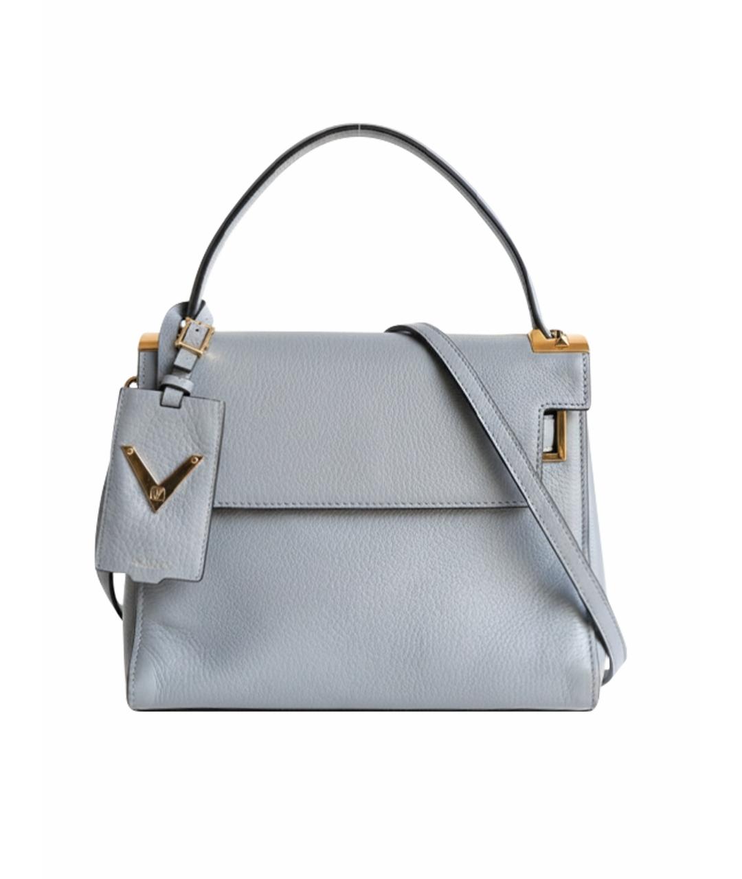VALENTINO Голубая кожаная сумка с короткими ручками, фото 1