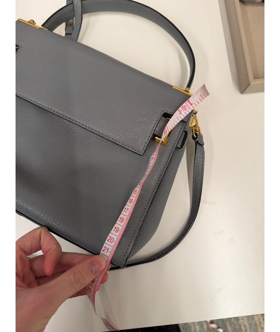 VALENTINO Голубая кожаная сумка с короткими ручками, фото 5