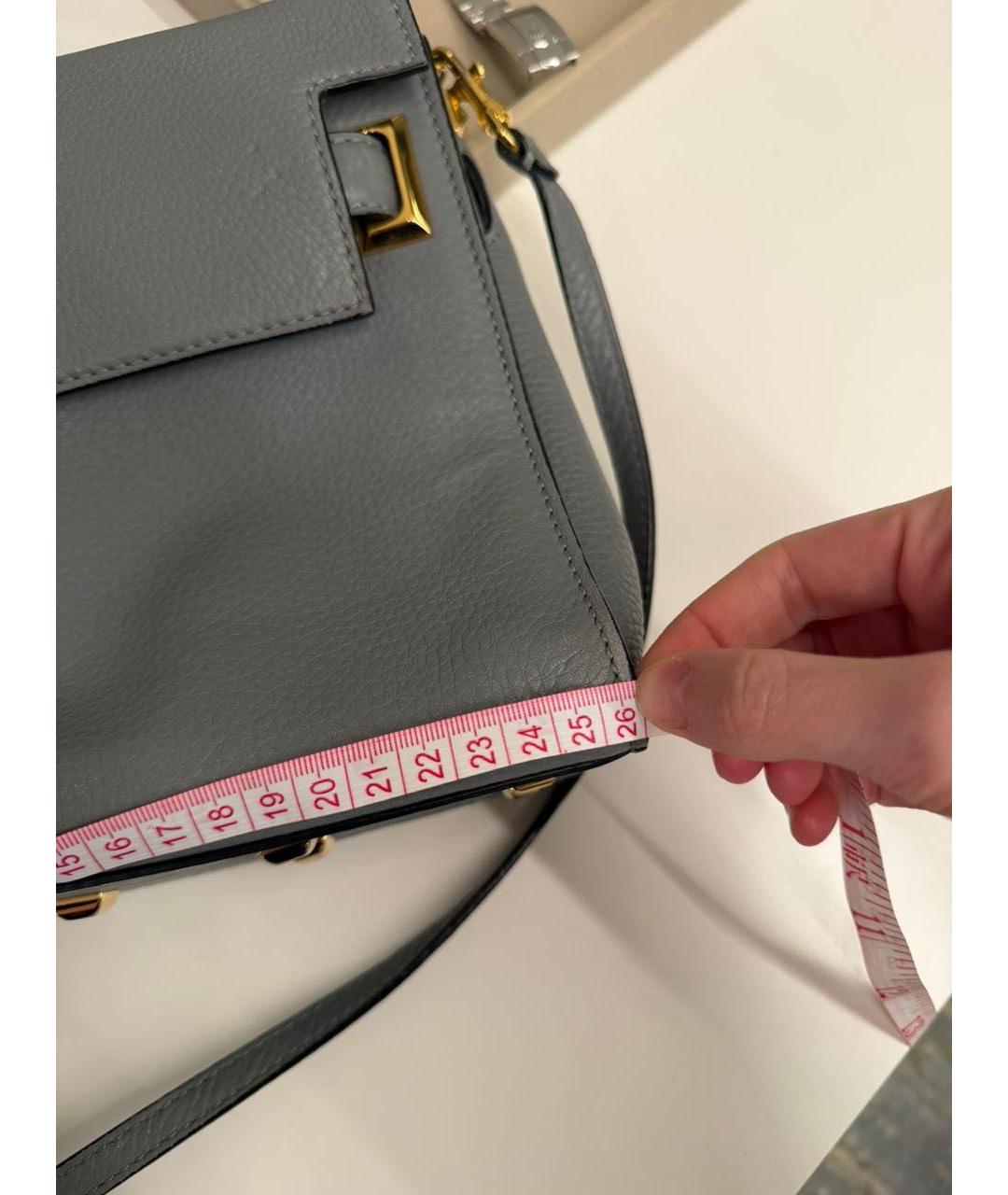 VALENTINO Голубая кожаная сумка с короткими ручками, фото 6