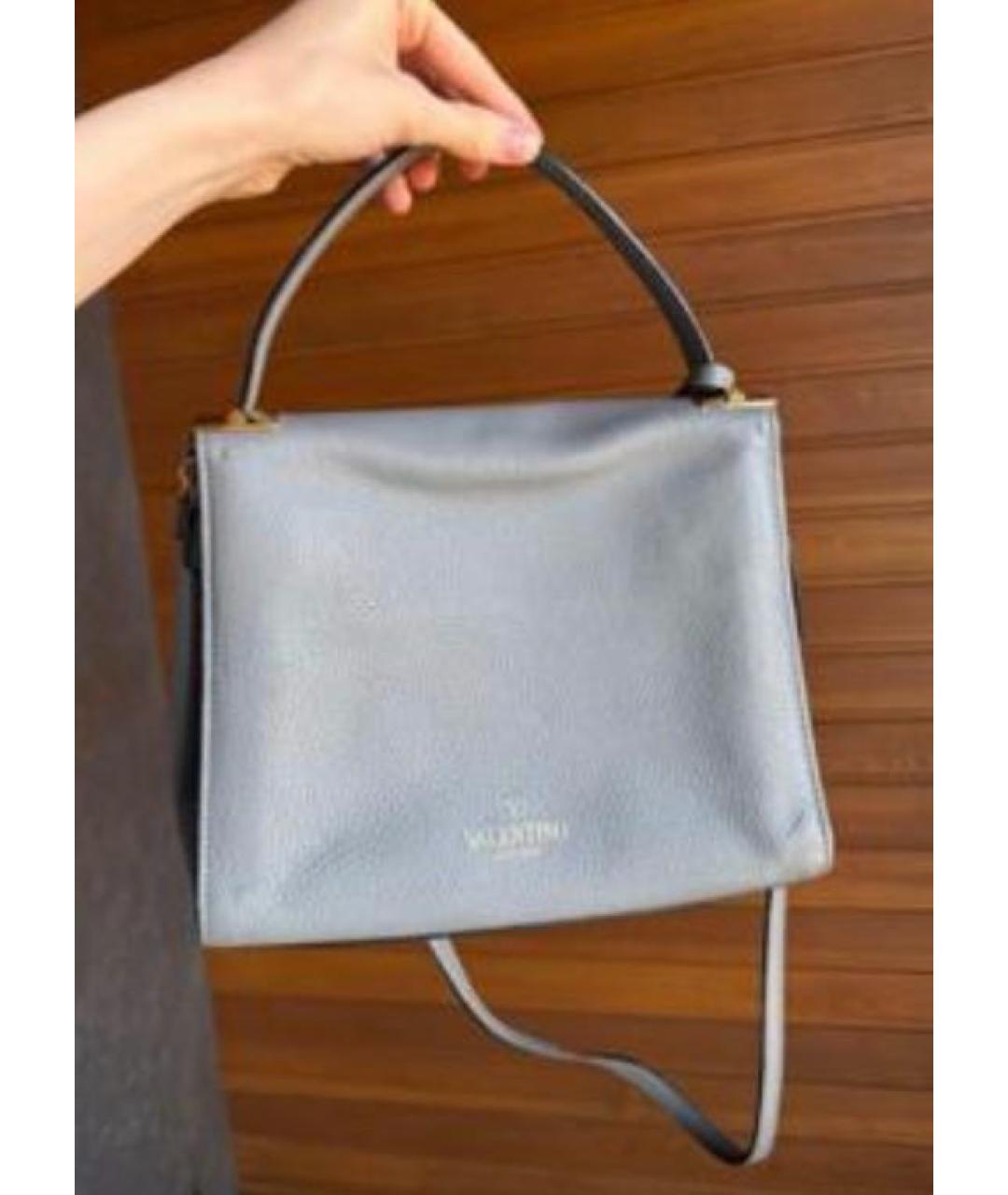 VALENTINO Голубая кожаная сумка с короткими ручками, фото 2