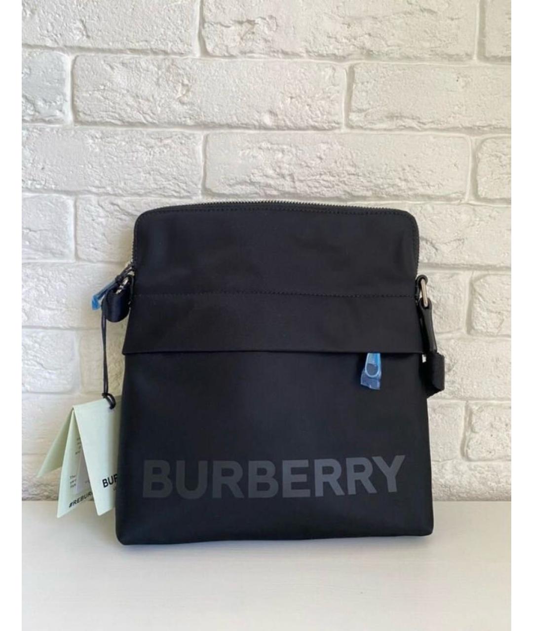 BURBERRY Черная синтетическая сумка на плечо, фото 2