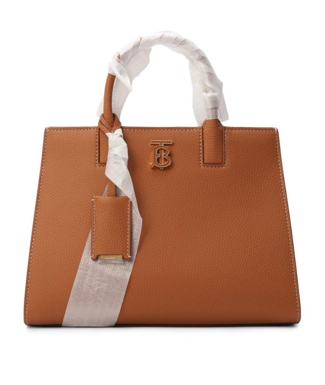 BURBERRY Коричневая кожаная сумка с короткими ручками, фото 9