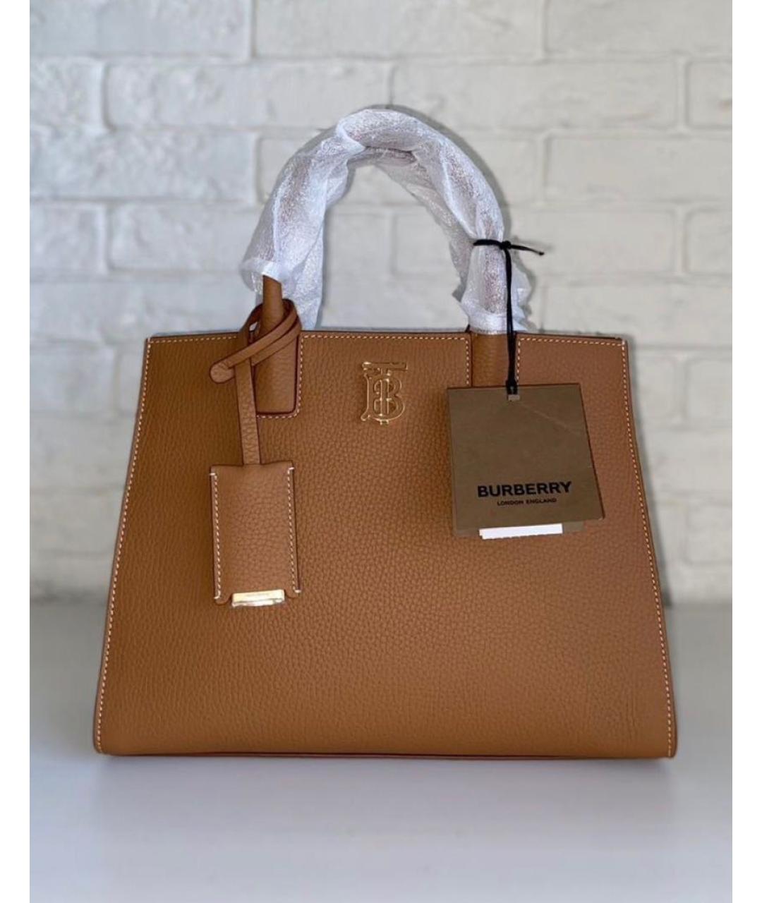 BURBERRY Коричневая кожаная сумка с короткими ручками, фото 2