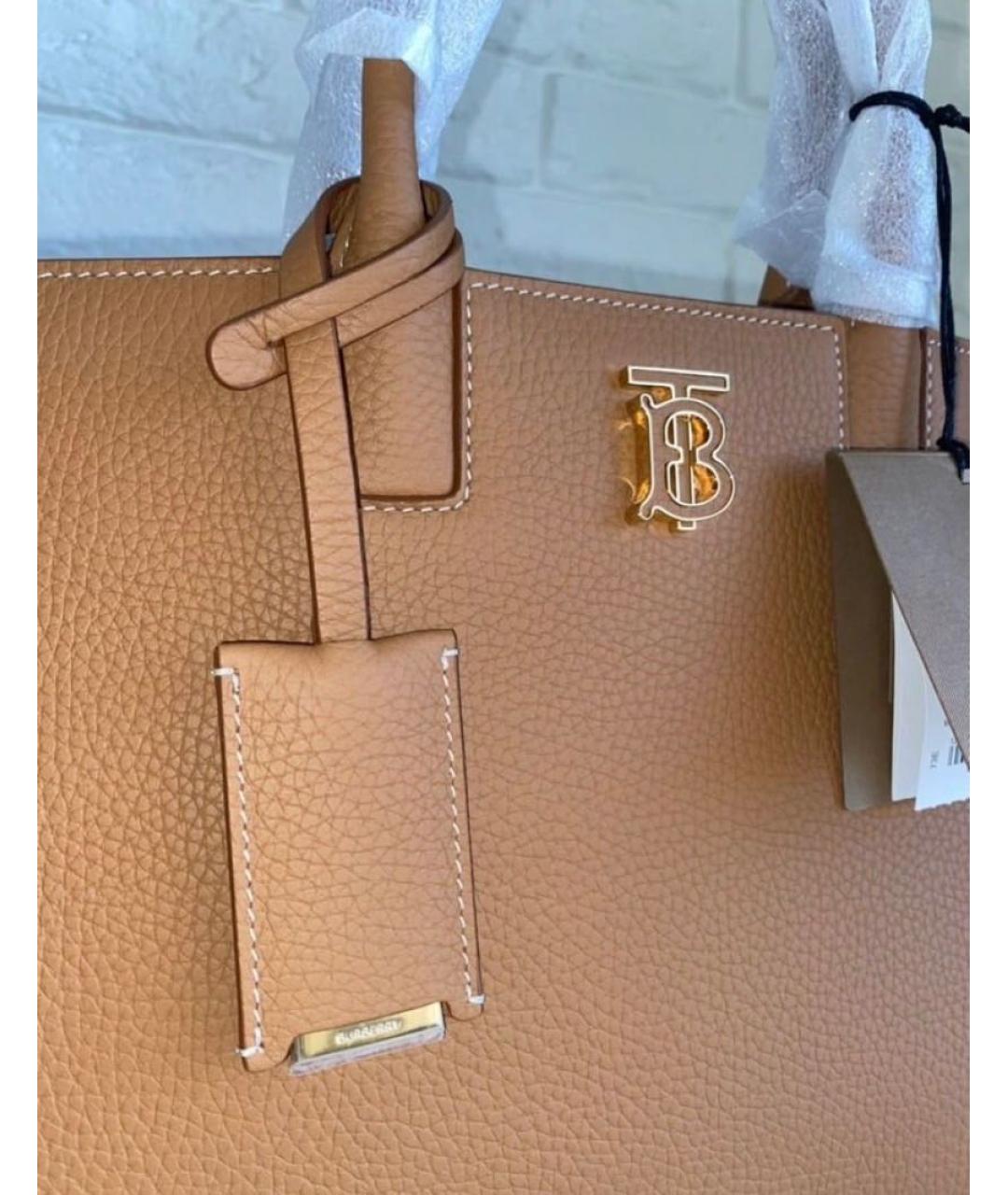 BURBERRY Коричневая кожаная сумка с короткими ручками, фото 4