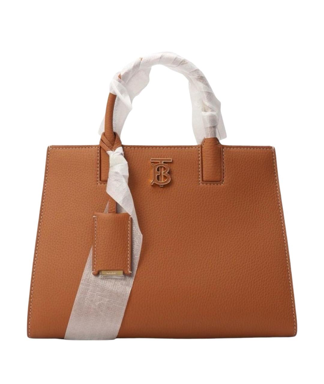 BURBERRY Коричневая кожаная сумка с короткими ручками, фото 1