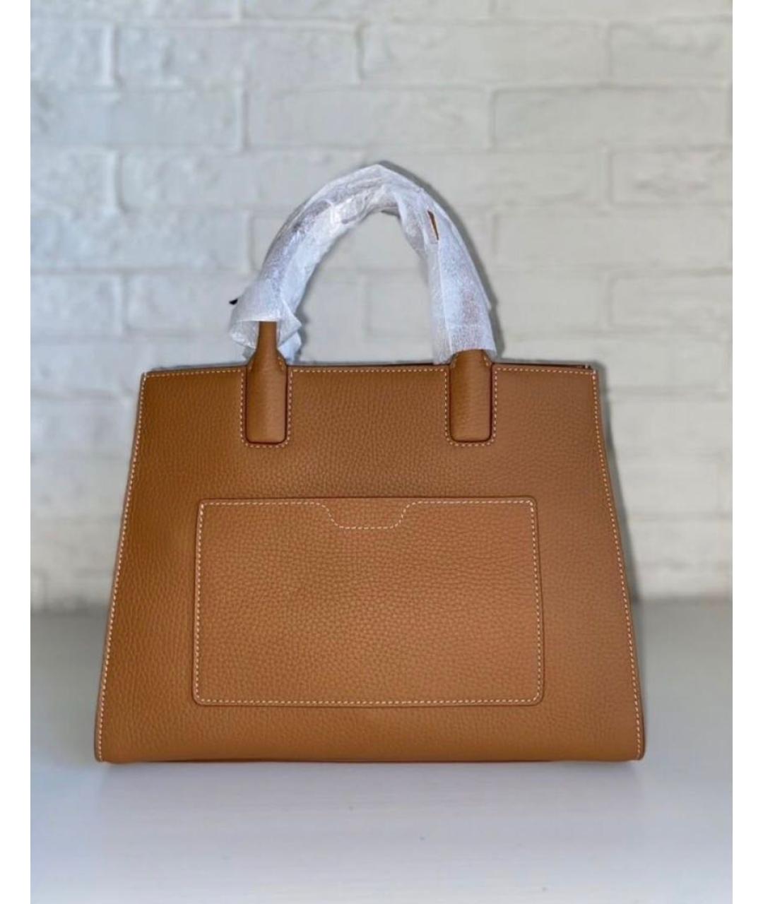 BURBERRY Коричневая кожаная сумка с короткими ручками, фото 3