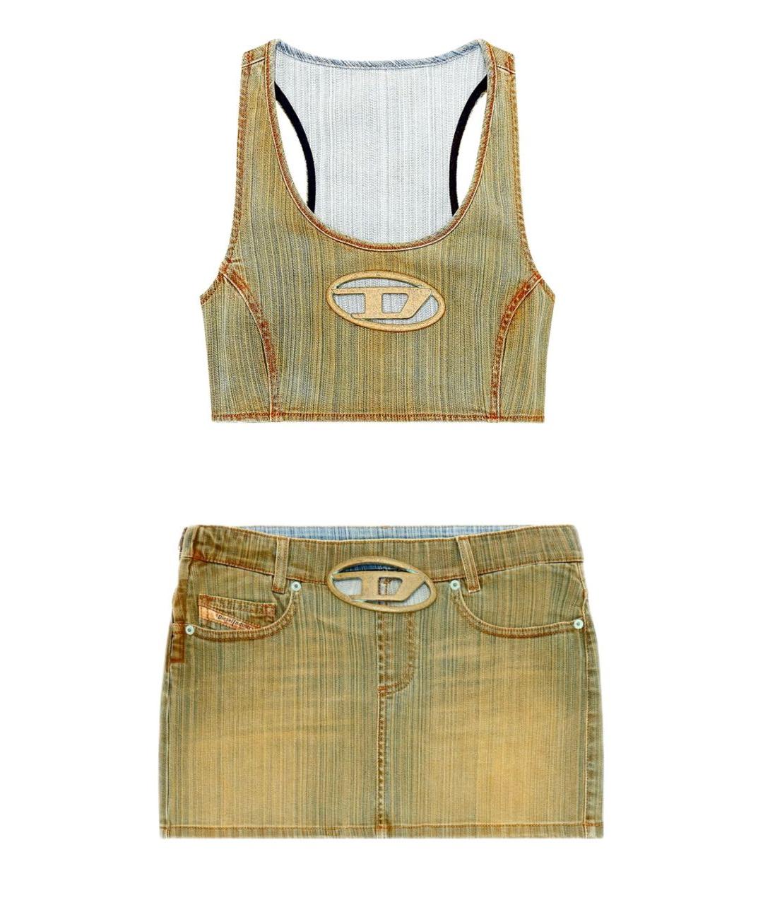 DIESEL Хаки хлопко-эластановый костюм с юбками, фото 9