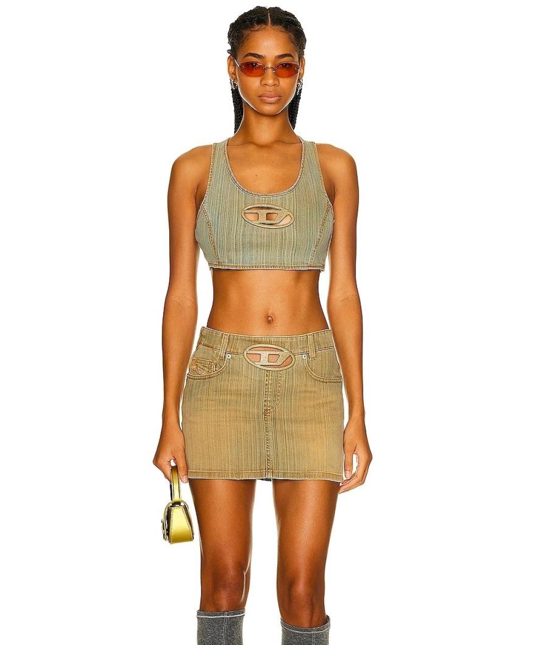 DIESEL Хаки хлопко-эластановый костюм с юбками, фото 2