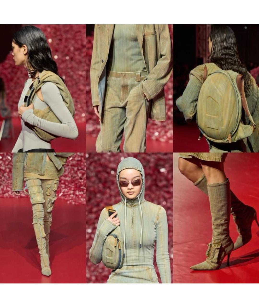 DIESEL Хаки хлопко-эластановый костюм с юбками, фото 8