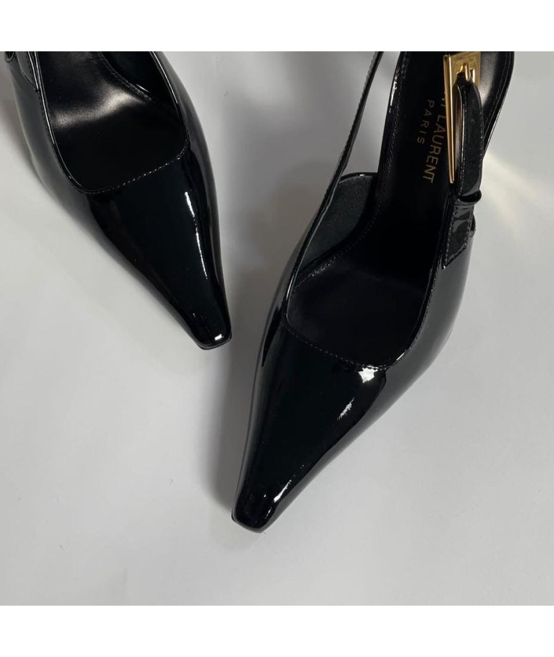 SAINT LAURENT Черные туфли из лакированной кожи, фото 2