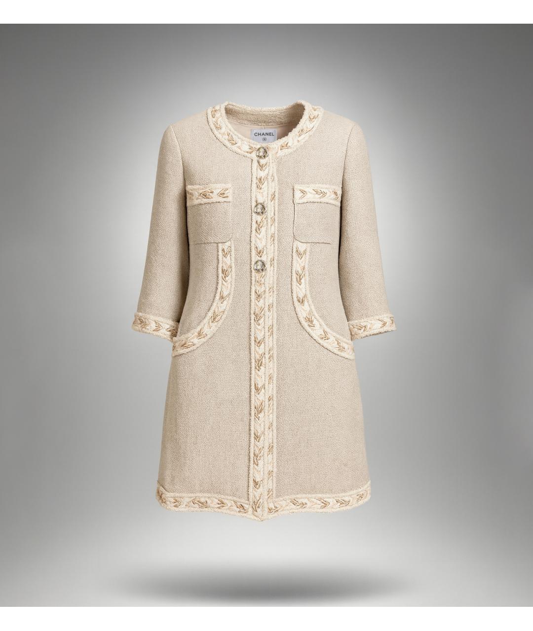 CHANEL Бежевый льняной жакет/пиджак, фото 4