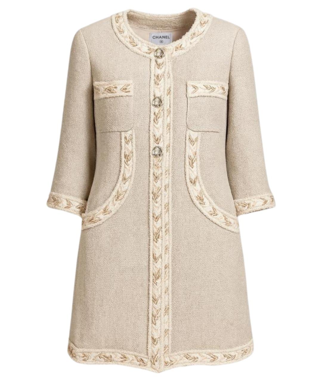 CHANEL Бежевый льняной жакет/пиджак, фото 1