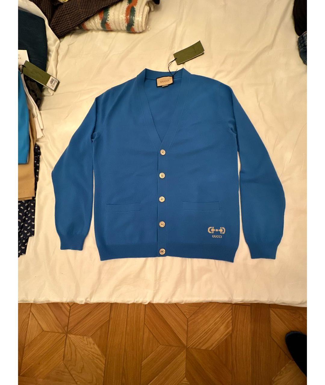GUCCI Голубой кашемировый кардиган, фото 9