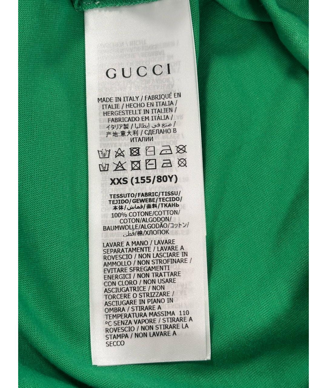 GUCCI Зеленая хлопковая футболка, фото 5